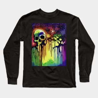 Skull Roots in Galaxy Long Sleeve T-Shirt